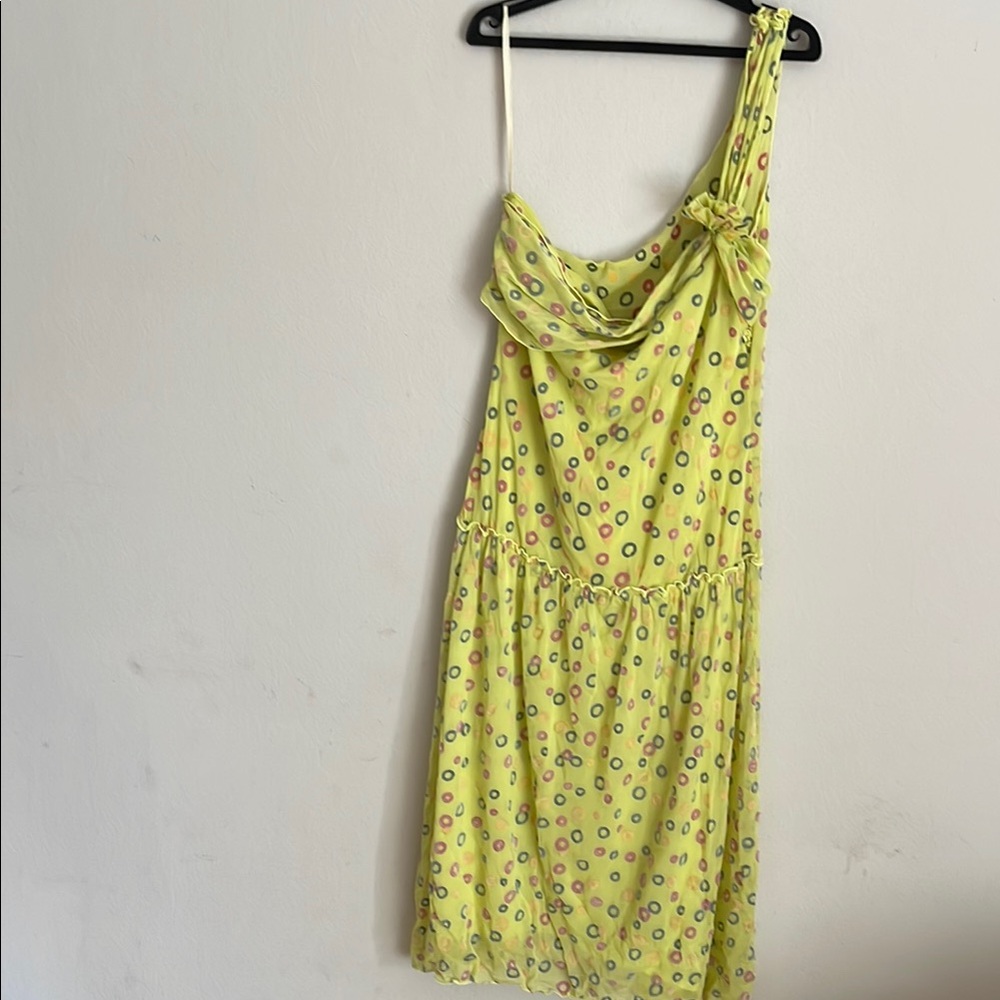 Max Studio One Shoulder Yellow Floral Dress L